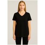 AXXEL Kadın Siyah Kısa Kollu Pamuklu Oversize Rahat Kesim T-shirt-d804-k