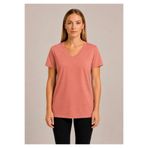 AXXEL Kadın Soft Coral Kısa Kollu Pamuklu Oversize Rahat Kesim T-shirt-d804-k