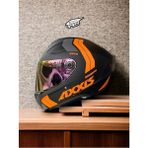 Axxıs Draken Orange. ''2 Vizörlü'' + ''sticker'' Hediyeli, Mat Motosiklet Kapalı Kask - 2XL - Turuncu - Siyah