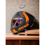 Axxıs Draken Orange. ''2 Vizörlü'' + ''sticker'' Hediyeli, Mat Motosiklet Kapalı Kask - Turuncu - Siyah