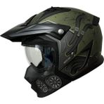 Axxis Hunter C6 Matt Green Çift Vizörlü Motosiklet Kaskı Çıkarılabilen Fonksiyonel Çene - Yeşil