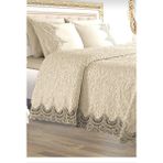 AY Home Çift Kişilik Fransız Güpürlü Yatak Örtüsü Takımı Vizon Renk - Gri - Pudra - Cappuccino - 230 x 240 cm