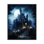 Ay Işığında Gotik Kale Sanatsal Poster Baskı, Perili Korkunç Ürkütücü Cadılar Bayramı Duvar Sanatı Resim Dekor Galeri 29 (Ay Işığında Gotik Kale, 8 x 10 inç, Çerçevesiz)