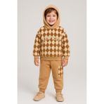 Ay Kids Erkek Çocuk 2’li Takım Kapüşonlu Peluş Sweatshirt & Cepli Eşofman Alt 10721- - Kahverengi