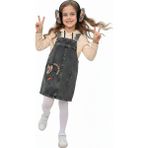 Ay Kids Kız Çocuk Kot Salopet Elbise Kapüşonlu Sweat ve Kulaklık Detaylı 3’lü TAKIM-12095-Y - Renkli - 3 Yaş