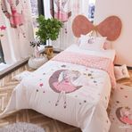Ay Kız Beyaz Çift Taraflı Çocuk Nevresim Takımı Polycotton