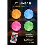 Ay Lambası Kumandalı Rgb Renk Değiştiren Gece Lambası 17.4 Cm E27 Ampul Dahil