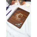Ay Mandala Ahşap Kapaklı Okul Defteri - Çizgisiz Defter - 60 Yaprak (120 Sayfa) - 15X21 cm - Ramazan