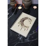 Ay Mandala Desenli Ahşap Kapaklı Defter - Çizgisiz Defter - Günlük - Ajanda- A5 Anı Defteri