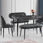 Ay Masa Ve Sandalye Bench Takımı, Gri Siyah, 120X70