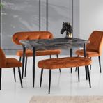 Ay Masa Ve Sandalye Bench Takımı, Kiremit Siyah, 120X70