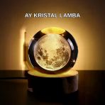 Ay Temalı Kristal Küre Gece Lambası Led Aydınlatmalı Dekor