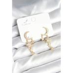 Ay ve Yıldız Model Gold Renk Pirinç Kadın Küpe - TJ-BKP11295