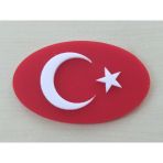 Ay Yıldız 8X5cm Yapıstırmalı Oval Kabartma Turk Bayragı (Ay Yıldız Arması) Ay Yıldız Logo