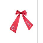 Ay Yıldız Atatürk İmzalı Fiyonklu Kırmızı Saç Tokası