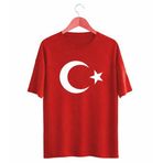 Ay Yıldız Baskılı Kısa Kollu Bisiklet Yaka Tişört 15 yaş