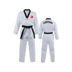 Ay Yıldız Baskılı Siyah Yaka Taekwondo Elbisesi Dobok Tekvando Elbisesi Beyaz