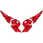 Ay Yıldız Bayrak Sticker Kanata Şeklinde Araba Aynası için 13CM
