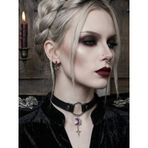 Ay Yıldız Detaylı Choker Kolye Kadın | Gotik Boyunluk Kolye | Alternatif Moda Yaka Kolyesi | Punk ve Cosplay Aksesuarı GTK6