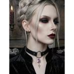 Ay Yıldız Detaylı Choker Kolye Kadın | Gotik Boyunluk Kolye | Alternatif Moda Yaka Kolyesi | Punk Ve Cosplay Aksesuarı