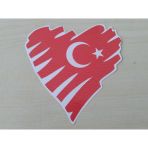Ay Yıldız Stıcker Kalp Kırmızı 11X11cm Turk Bayragı Stıcker - Ayyıldız Etıketı - Turk Bayragı Cıkartması