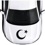 Ay Yıldız Sticker - Türk Bayrağı Sticker - Oto Sticker - Araba Sticker - Araç Sticker - 50 cm X 40 cm - Siyah