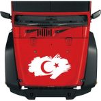 Ay Yıldız Sticker - Türk Bayrağı Sticker - Oto Sticker - Araba Sticker - Kaput Sticker - 00341 - 25x15 Cm - Beyaz