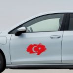 Ay Yıldız Sticker - Türk Bayrağı Sticker - Oto Sticker - Araba Sticker - Kaput Sticker - 30cm X 15cm - Kırmızı