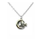 Ay Yıldız Ve Atatürk Silüeti Figürlü Kolye – Gümüş Renk Unisex Metal Takı