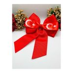 Ay Yıldızlı Kırmızı Beyaz Grogren Kurdele Otomatik Fiyonk Toka Kırmızı