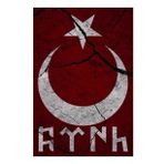 Ay Yıldızlı Türk Bayrağı ve Eski Türkçe Yazı Karakteri 18CM