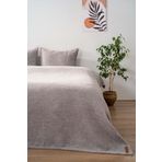 Aya Peluş Gri Çift Kişilik Jakarlı Deluxe Uyku Seti 3 Parça Yatak Örtüsü Seti