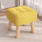 Ayak dayamalı çok fonksiyonlu Osmanlı Sarı Deri Puf Ayakkabı Değiştirme Sehpa Makyaj Vanity Küçük Yastıklı Tabure 30x30x34cm