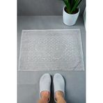 Ayak İzi Desenli 2li Ayak Havlusu - 50x70 cm - Su Emici Banyo Paspası Seti - Gri - 04085