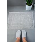 Ayak İzi Desenli 2Li Ayak Havlusu - 50X70 Cm - Su Emici Banyo Paspası Seti - Gri