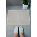 Ayak İzi Desenli 2li Ayak Havlusu - 50x70 cm - Su Emici Banyo Paspası Seti - Krem - 04085