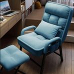 Ayak Tabureli Modern Vurgu Koltuk Ayarlanabilir Sırtlık Metal Çerçeve Şık Salon Sandalyesi Yatak Odası ve Oturma Odası için Rahat ve Şık Mobilya Seti (Renk: B)