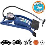 Ayak Tipi Hava Pompası Göstergeli Tekli Teker Araç Araba Bisiklet Motorsiklet Top Pompası