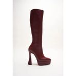 Ayakkabı Ateşi Violet Kadın Bordo Cilt Platform Tasarım Çizme