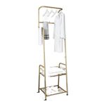 Ayakkabı Depolu Çok Amaçlı Portmanto Standı Yatak Odası ve Koridor için Altın Katmanlı Nizer - Palto Giyim ve Aksesuarları için Kancalar ve Çubuklar (50x40x178cm)