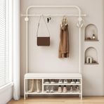 Ayakkabı Depolu Giriş Portmanto 6 Eğimli Kanca ve 4 Yan Kancalı Daire Girişi için Beyaz Tezgah (80 cm/31 inç)