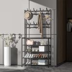 Ayakkabı Depolu Metal Portmanto 4 Katlı Giriş Yolu Nizer Oturma Odası Yatak Odası Koridor için Şık Siyah Stand (80 cm) Yer Tasarrufu ve Fonksiyonel Tasarım