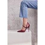 Ayakkabı Prensi Jayden Bordo Suet 10 cm Kadın Stiletto, Topuklu Ayakkabı Suet - Bordo Süet