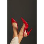 Ayakkabı Prensi Monica Kırmızı Stiletto Kirmizi Rugan 10 cm Kadın Stiletto, Topuklu Ayakkabı - Kırmızı Rugan