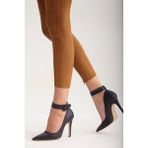 AYAKKABI PRENSİ Obsidian Bilekten Bantlı Lacivert Mat 10 Cm Kadın Stiletto, Topuklu Ayakkabı