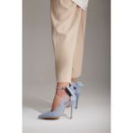 AYAKKABI PRENSİ Wizard Papyon Detaylı Buz Mavi Suet 10 Cm Kadın Stiletto, Topuklu Ayakkabı