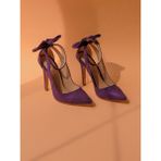 AYAKKABI PRENSİ Wizard Papyon Detaylı Mor Süet Suet 10 Cm Kadın Stiletto, Topuklu Ayakkabı