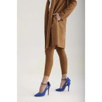 Ayakkabı Prensi Wizard Papyon Detaylı Saks Süet Stiletto, Topuklu Ayakkabı Kadın