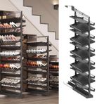 Ayakkabı rafı, ayarlanabilir kule tipi, istiflenebilir metal ayakkabı düzenleyici, 11 katmanlı çıkarılabilir küçük yatak odası dolapları için, geri çekilebilir yükseklik (149 – 161 cm, siyah)