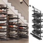 Ayakkabı Rafı, Ayarlanabilir Pull-Out Ayakkabı Rafı Düzenleyici - Geri Çekilebilir İstiflenebilir Metal Depolama, Küçük Alanlar için Dikey Ayakkabı Rafı, Kolay Erişim için Yerden Tasarruflu Tasarım